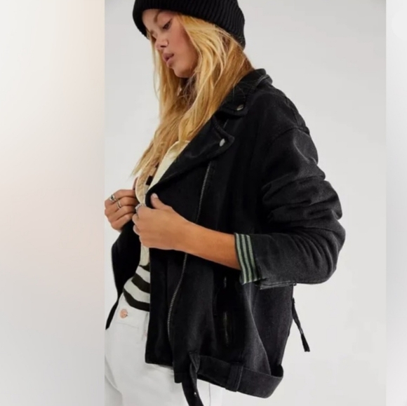 Free People Rebel Knit Oversized Moto Jacket - Picture 2 of 10